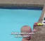 16-month-old baby swims across the pool on her own.
