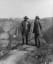 U.S. President Theodore Roosevelt (left) and nature preservationist John Muir, founder of the Sierra Club, on Glacier Point in Yosemite National Park. In the background: Upper and lower Yosemite Falls. May 1903. ½ of stereograph (Underwood & Underwood)
