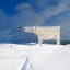 helga stentzel hangs a clothes polar bear to raise awareness on climate change