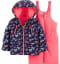 Osh Kosh B'Gosh Little Girls Navy & Pink Heart Print Two-Piece Snowsuit