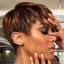 Brown balayage shot layered hairstyle for black women