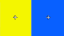 If you cross your eyes so the two crosses meet, you might see a new colour also known as the 'forbidden colour' which is a mix of yellow and blue. Not everyone can see it