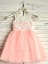 A-Line Round Neck Floor-Length Pink Flower Girl Dress with Lace