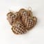 Plaid Christmas heart ornaments, 4 mustard yellow homespun tree decorations with buttons, holiday bowl fillers or knob hangers