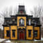 Gothic Victorian mansion with a spooky vibe