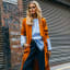 Olivia's first LFW look features Zara's lovely burnt orange trench. Buy it here: