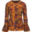 knit Floral Jacquard sweater rust color
