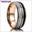 Tungsten Carbide Rose Gold Unisex Wedding Band with Carbon Fiber Meteorite Inlay Comfort Fit