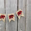 Buffalo plaid bear bunting, rustic burlap lodge birthday party banner, woodland animal wall hanging, mantle display, age number option