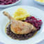 Roast Duck with Lentils, Red Cabbage and Mashed Potato