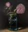 Camellias in a Vintage Ball Jar - oil painting by me