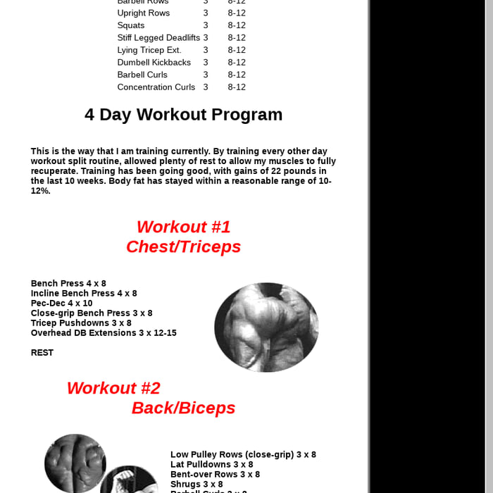 Workout Schedule 4 Day