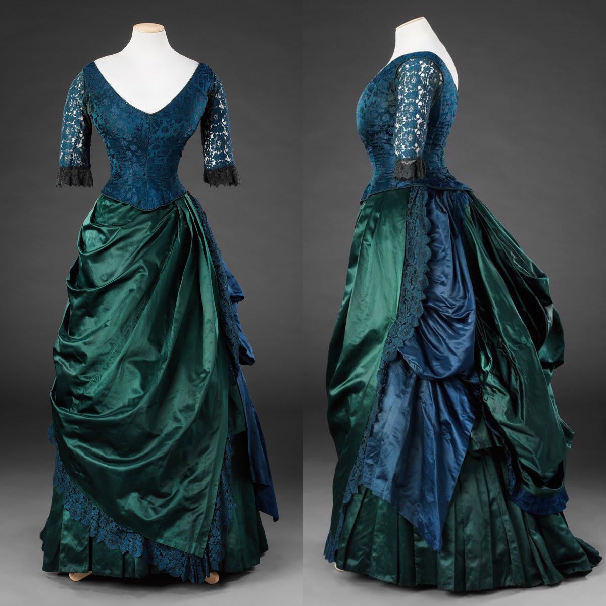 This dress. I love this dress. The rich jewel tones are just perfect. Mid 1880s, via John Bright Collection.