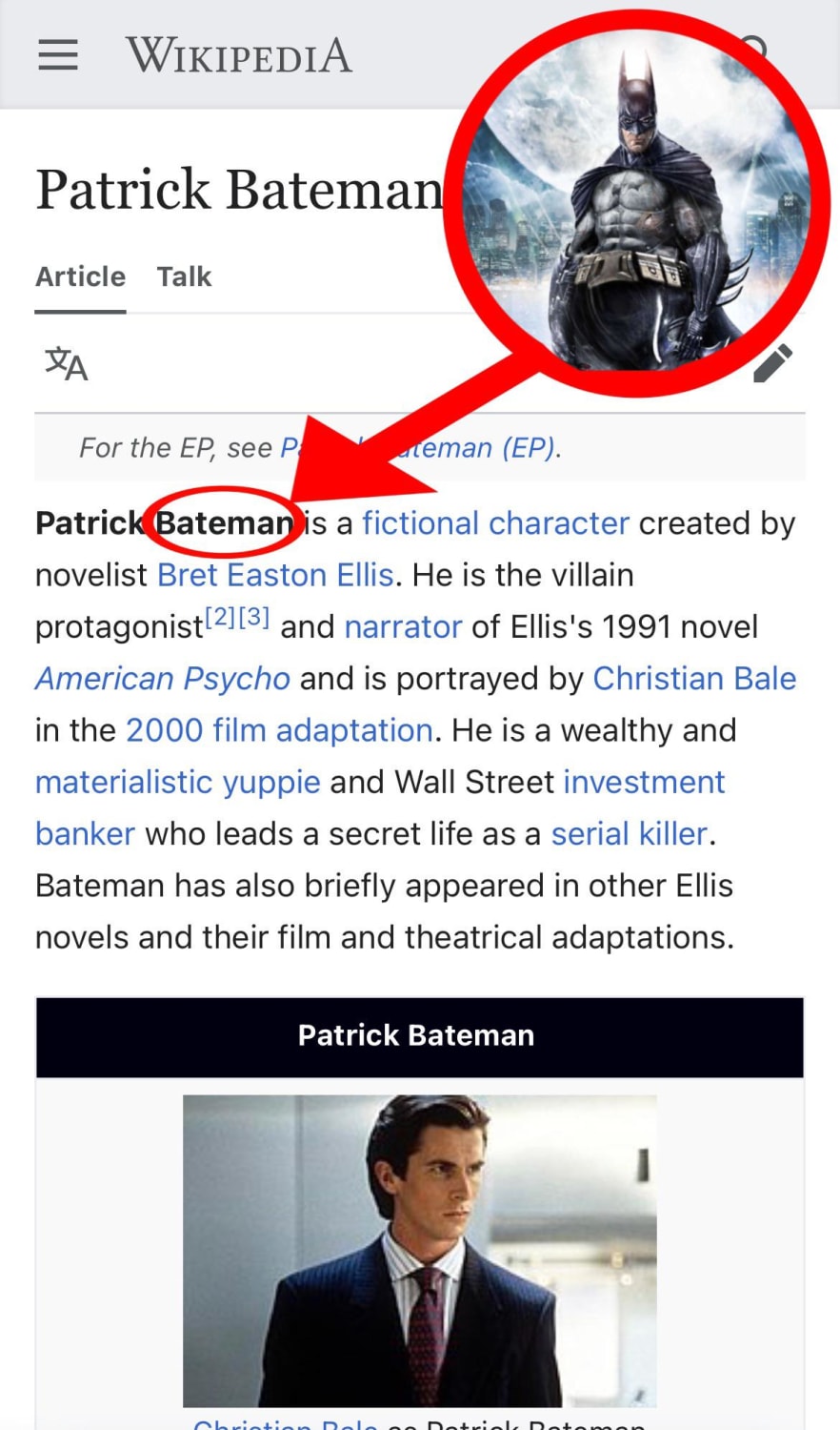 Arkham reference in American Psycho