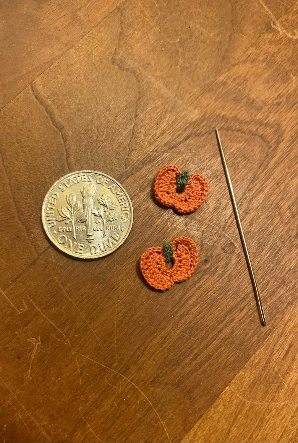 Tiny pumpkins! Second try at micro crochet!