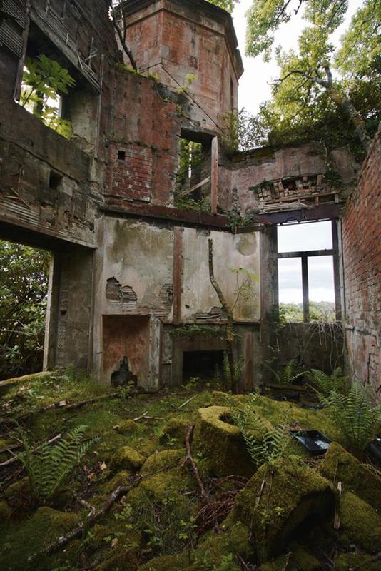 The decaying and abandoned Poltalloch House - Built in 1853, this once grand Scottish estate fell into ruins in the 1950's