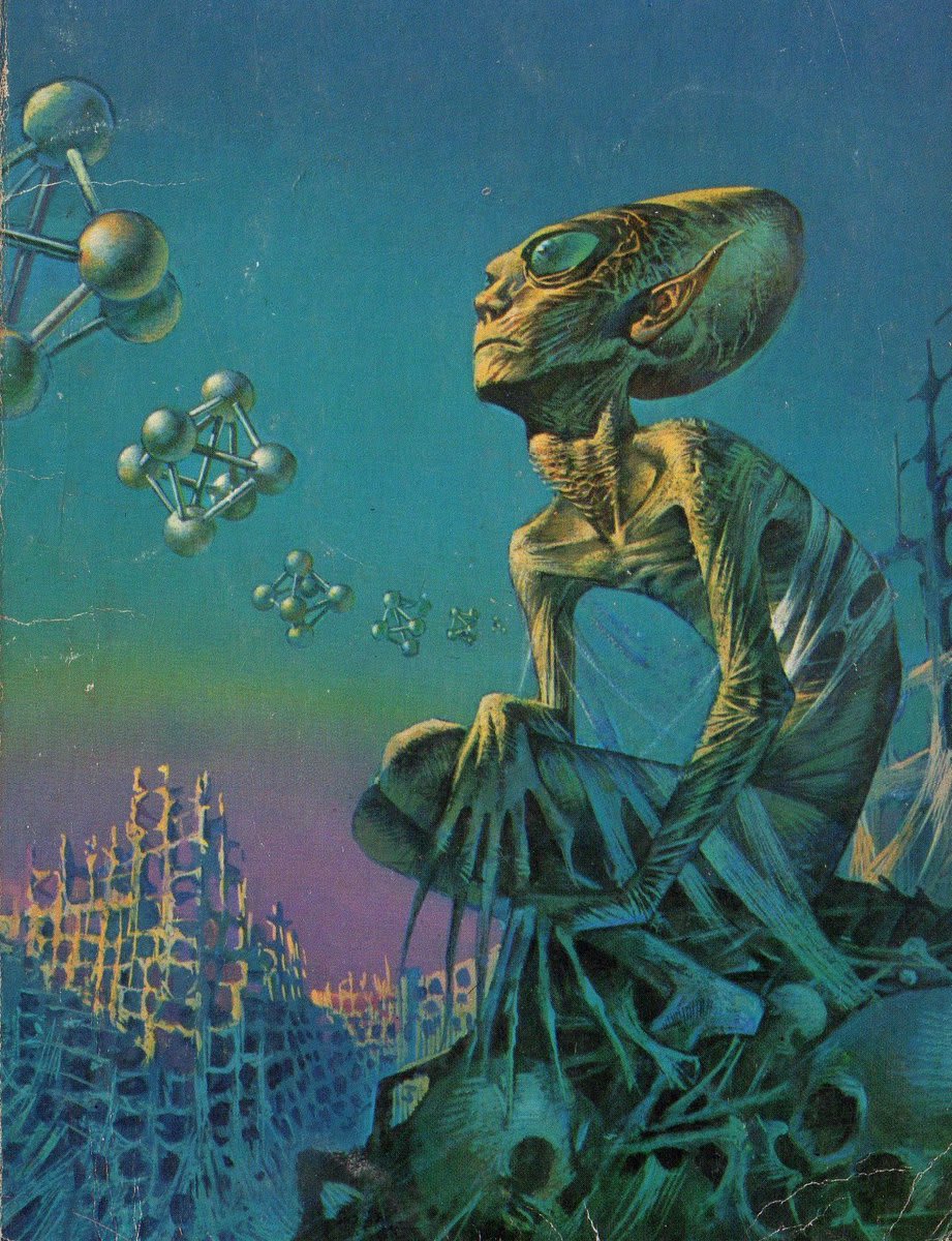Art by Bruce Pennington for books by Brian Aldiss