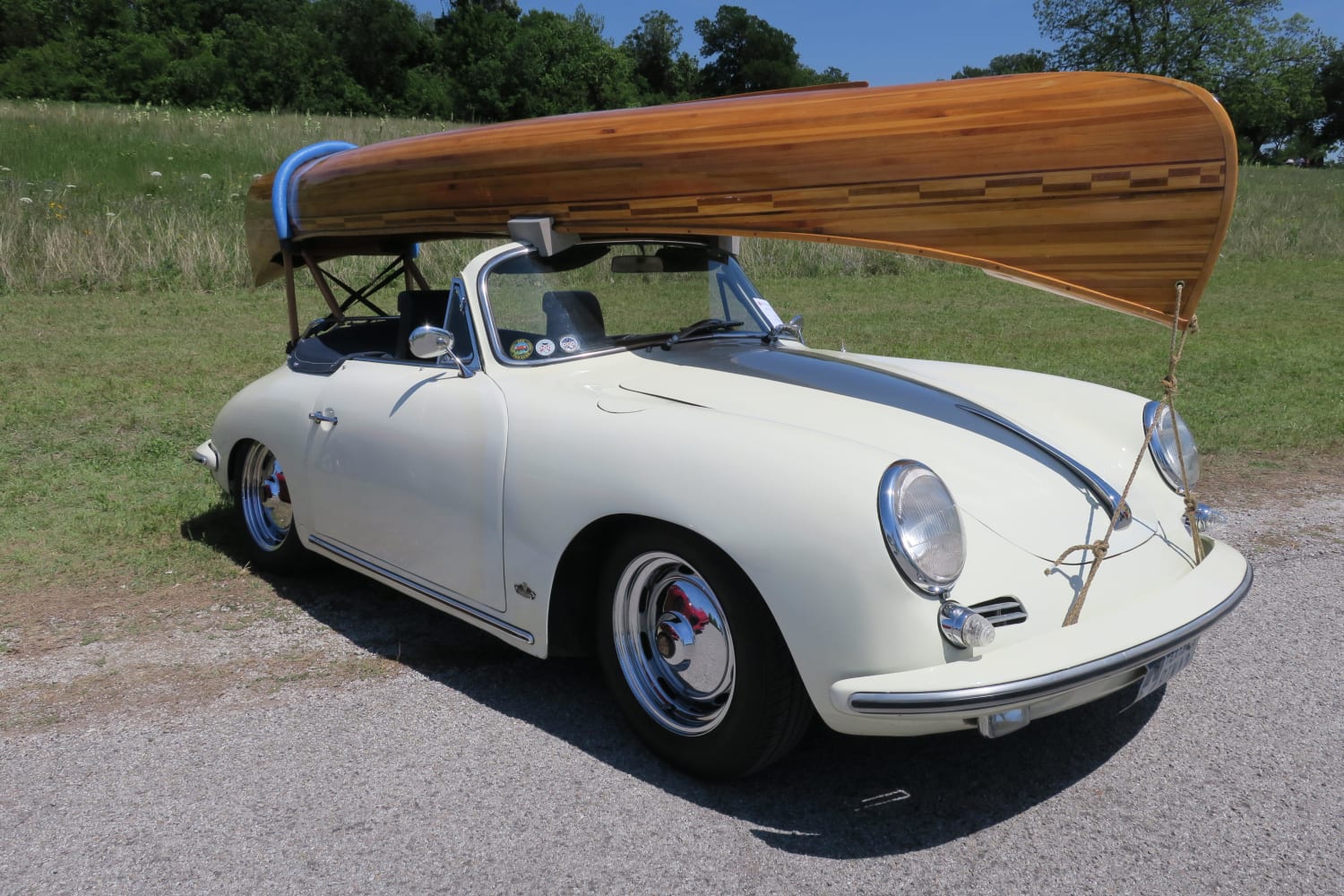 When you really want to canoe but only have a Porsche 356.