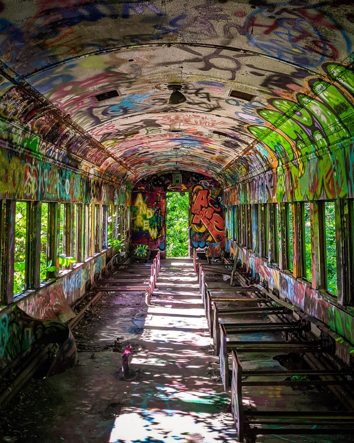 ITAP inside an abandoned train car