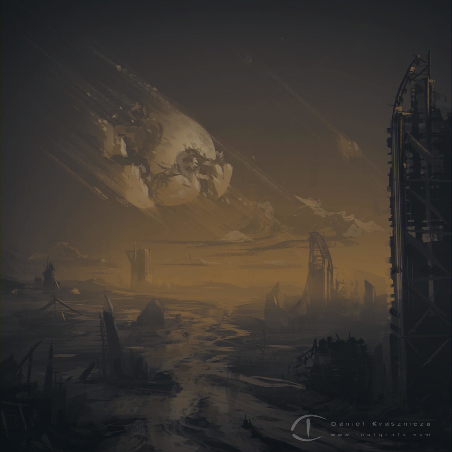Apocalyptic Moon by Daniel Kvasznicza Concept Artist / Matte Painter