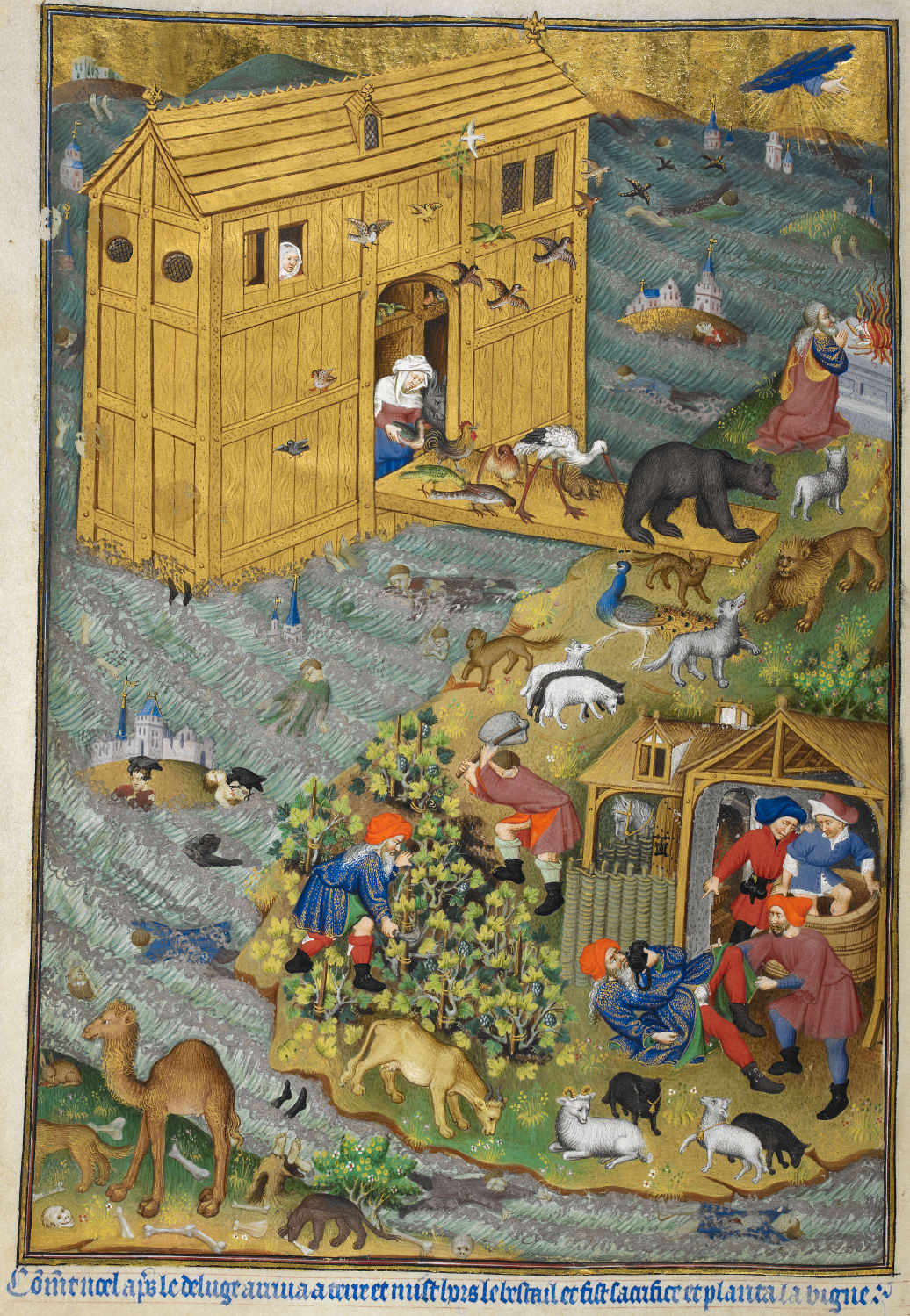 Illustration of Noah’s Ark from the Book of Bedford Hours, Unknown Author (1410)