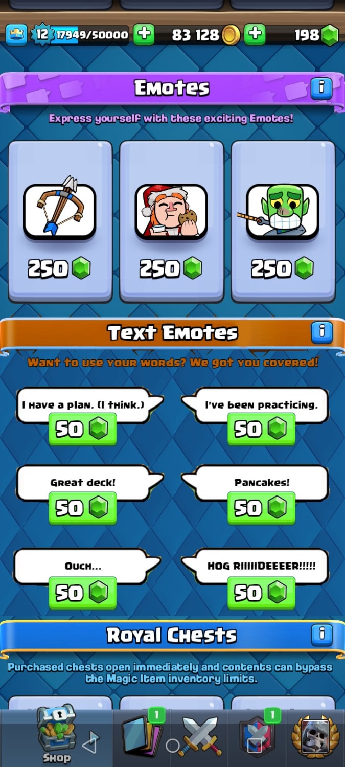 Presenting "Thing Supercell will Never Put In The Game #1337"; Text Emotes in the shop along side the regular daily rotating ones.