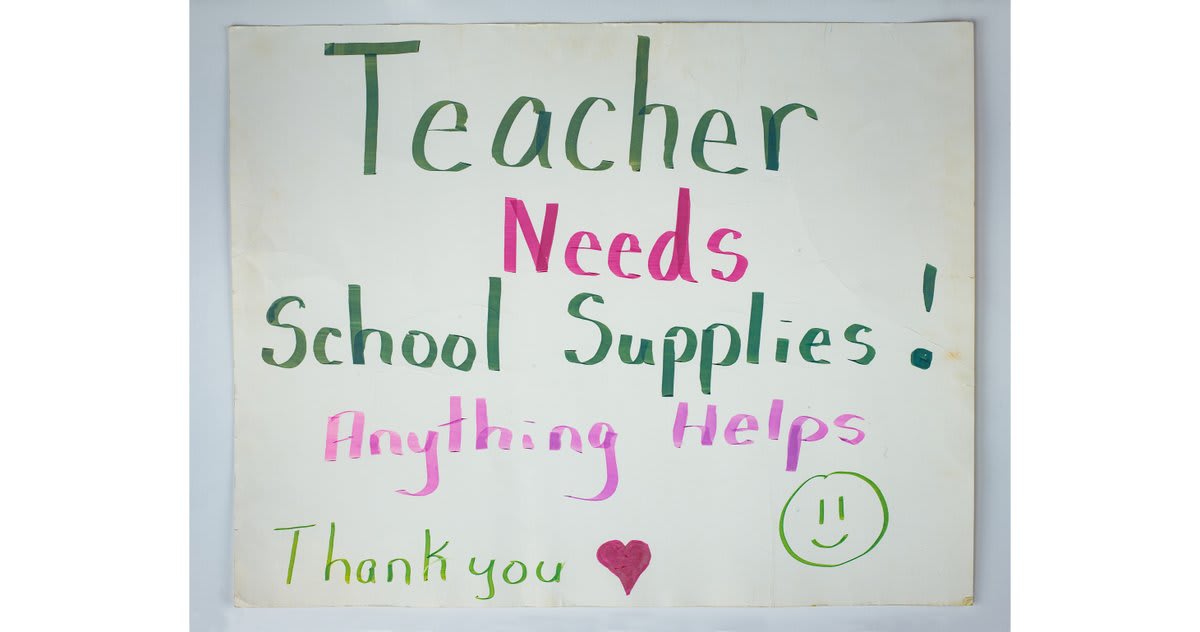 Most public school teachers provide classroom supplies using their own funds or by raising money. Educator Teresa Danks Roark’s roadside fundraising in Tulsa went viral in 2017. This poster is featured in our Giving in America exhibition, where we ask, “Who Pays for Education?”