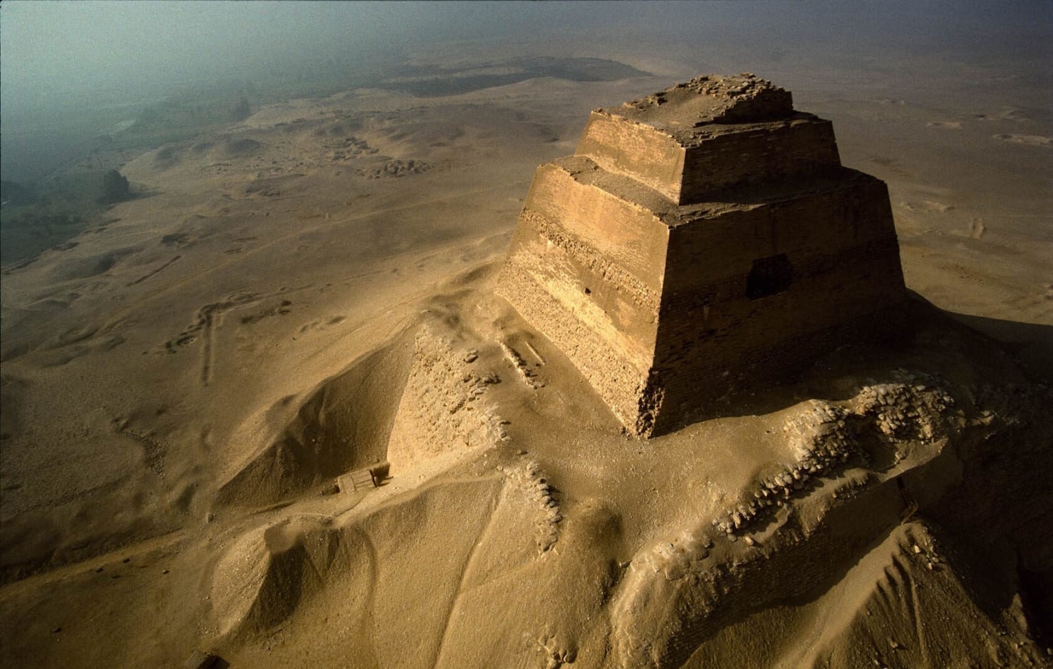 The 65-metre-tall pyramid at Meidum, in Egypt, originally built for Huni (r. 2637-2613 BCE), the last pharaoh of the Third Dynasty, and continued by Sneferu (r. 2613-2589 BCE)