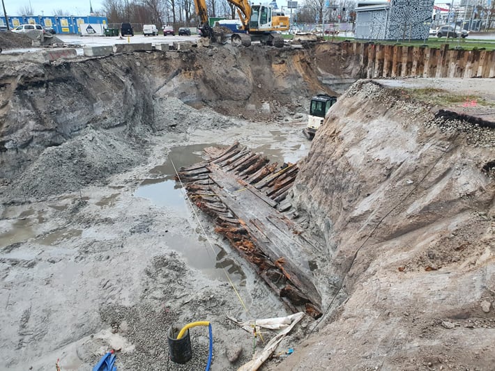 The hull of a wooden sailing ship of undetermined age, which might date back to the Middle Ages and was likely repurposed for construction after sustaining damage, has been unearthed in Tallinn, Estonia, on the Baltic Sea coast.