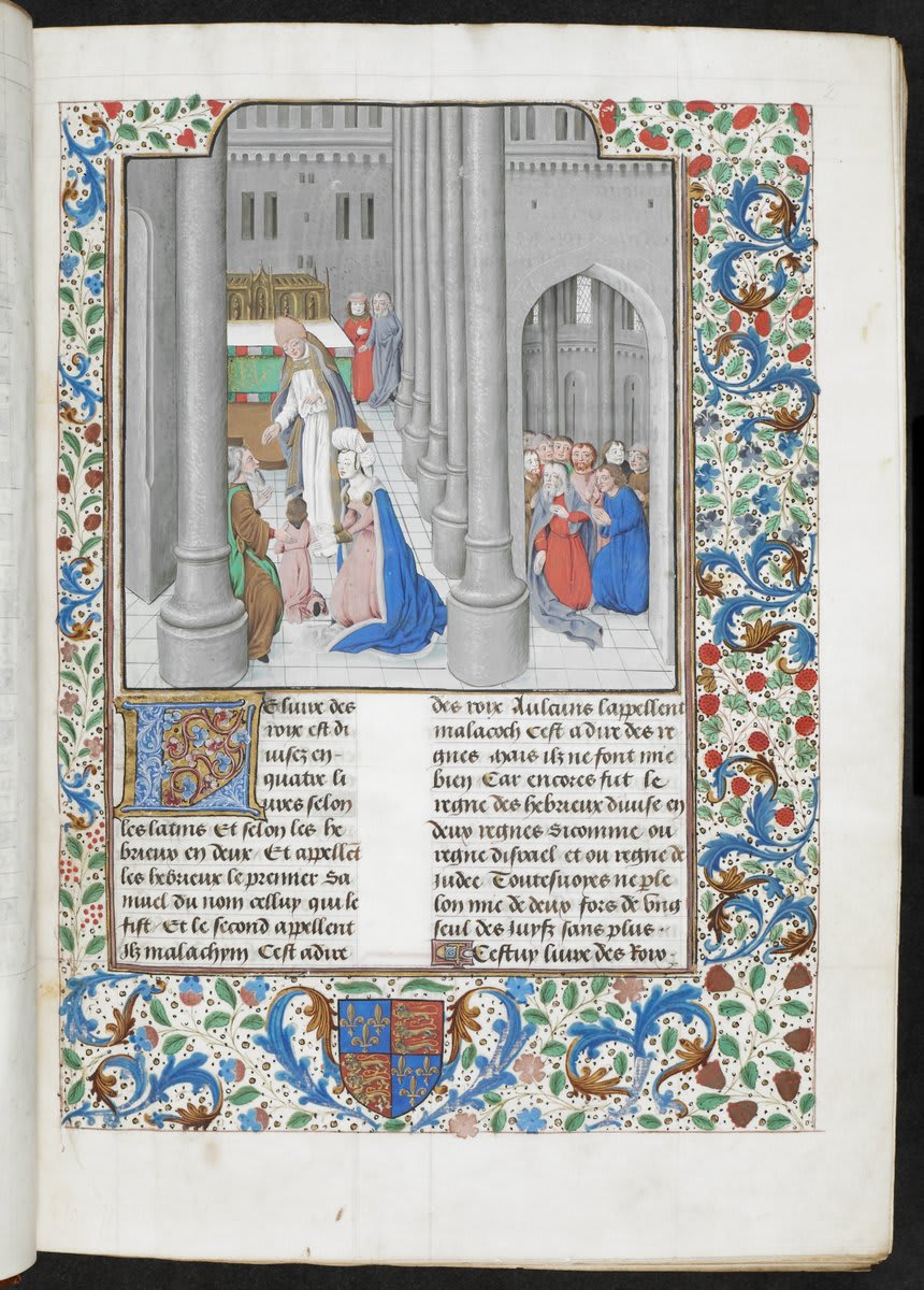Our TreasuresGallery is free to enter, and home to some incredible works, including this Bible historiale (Bruges, 1479) The Master of Edward IV, an anonymous medieval painter, is named after this large history Bible made for King Edward IV in 1479.