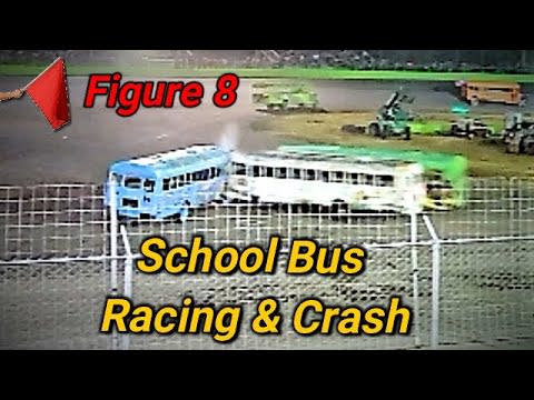 New School Bus Figure 8 race with Big Crash!