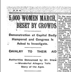 Description:105 years ago today, an “astonishing demonstration” in Washington for women’s suffrage.