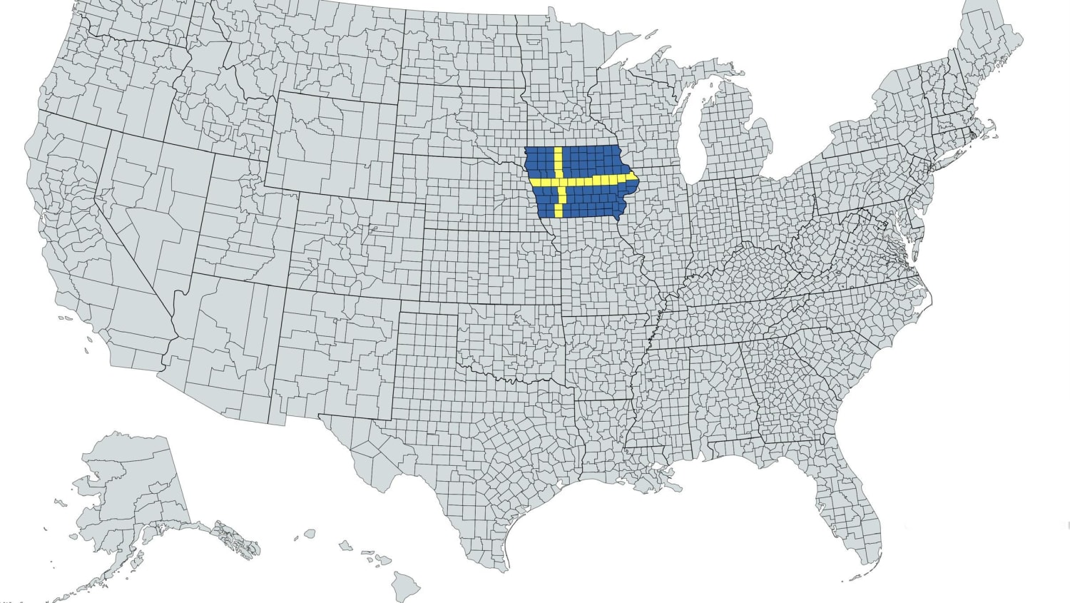 The United States but Iowa is a Swedish flag