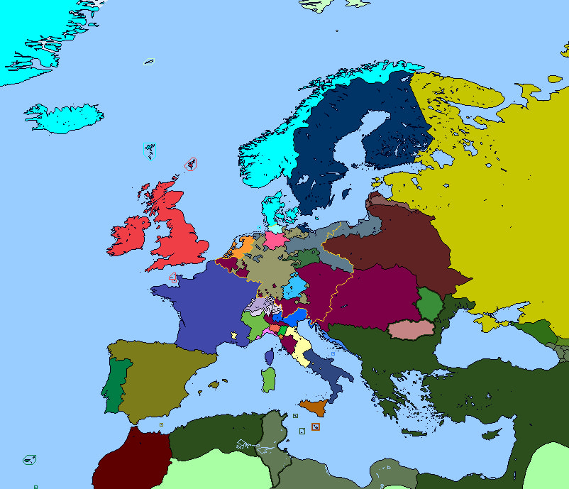 Europe in the year 1790 (didn't want to include all the HRE states other than Bavaria, Saxony, Hanover and ones that are dependancies of states with territory outside of the HRE )