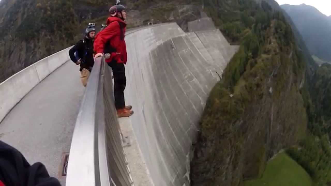 Epic base jump backflip off huge dam!