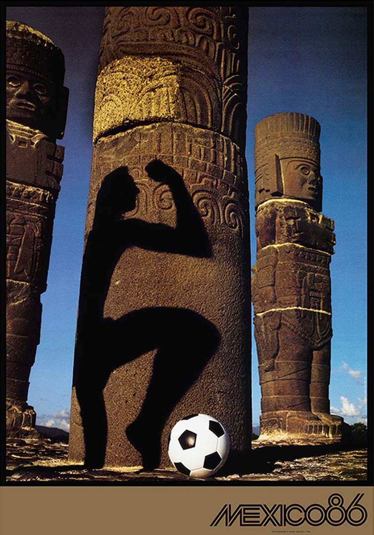 This is the poster design for the 1986 FIFA World Cup™, created by photographer Annie Leibovitz. The stark use of shadow over ancient Aztec stonework places the country’s pre-Columbian heritage centre stage. @FIFAMuseum See this IRL in DesigningFootball.⚽️ 📸 FIFA ©