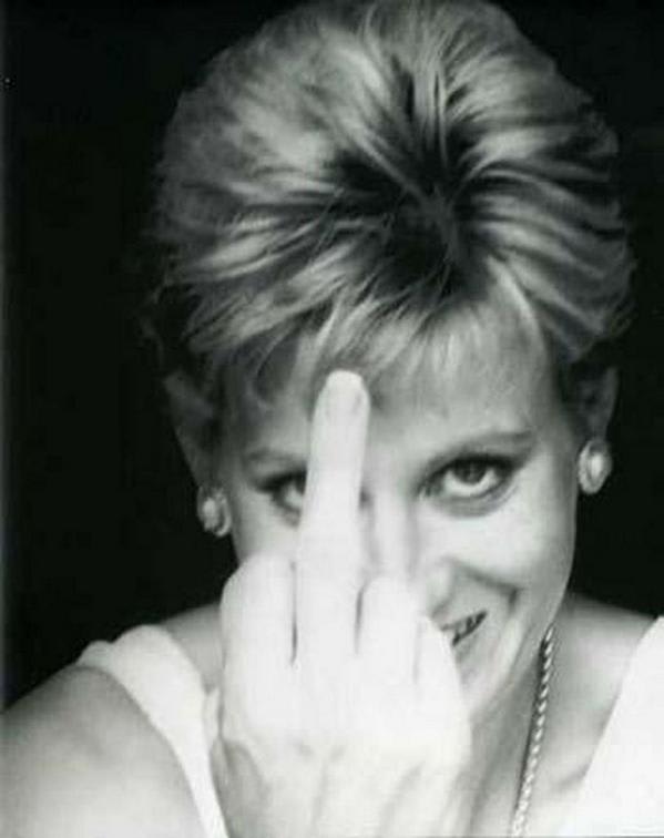 Princess Diana giving the finger, 1990s.