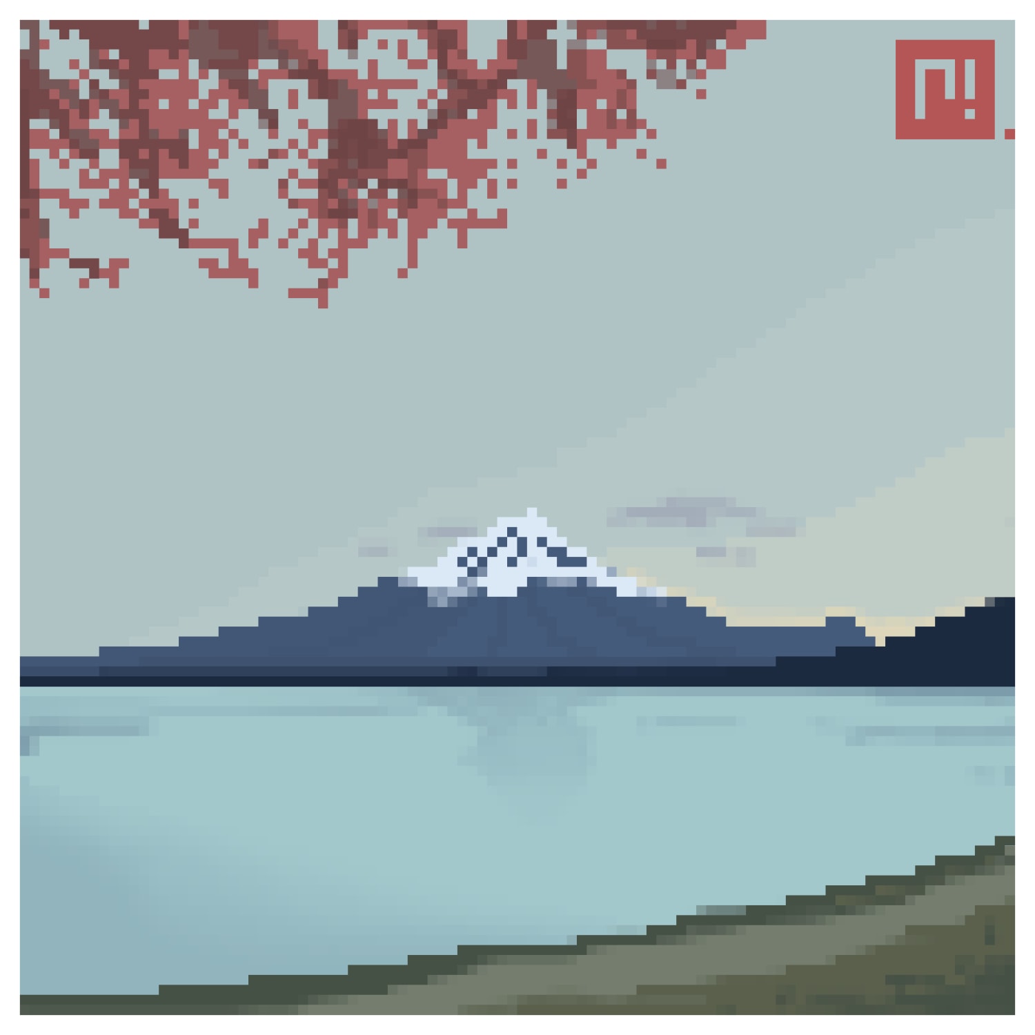 My first pixel art. Drew Mt. Fuji, Japan for my instagram.