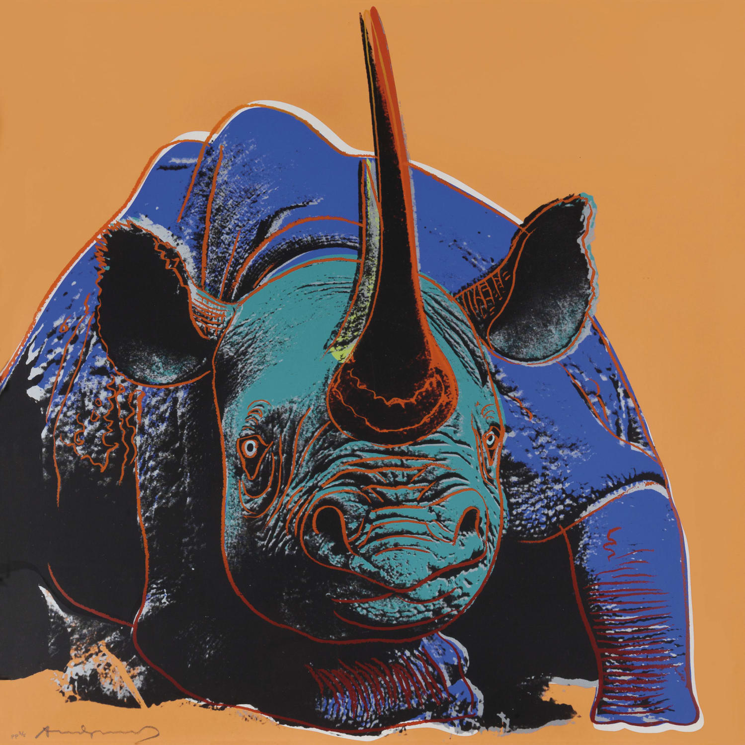 Andy Warhol - Black Rhinoceros (from the Endangered Species series), 1983. Screenprint on board.