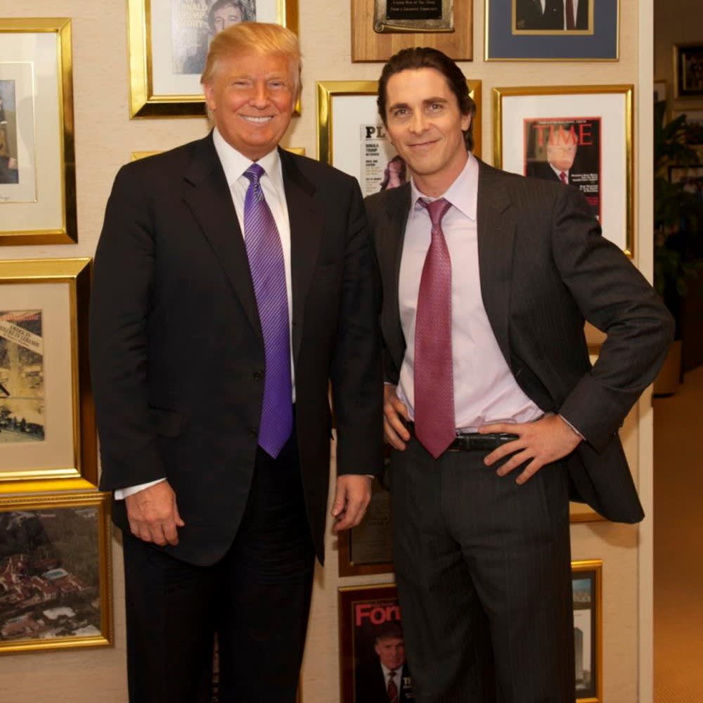 American psycho poses with Christian Bale