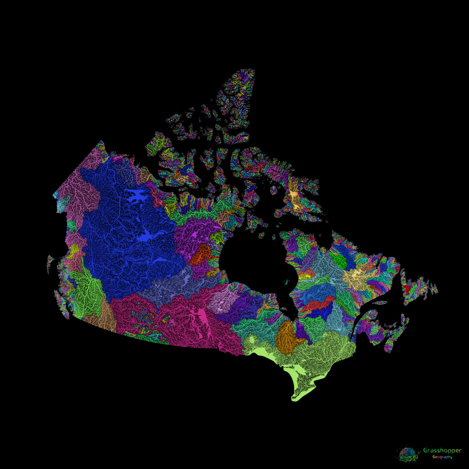 River basin map of Canada