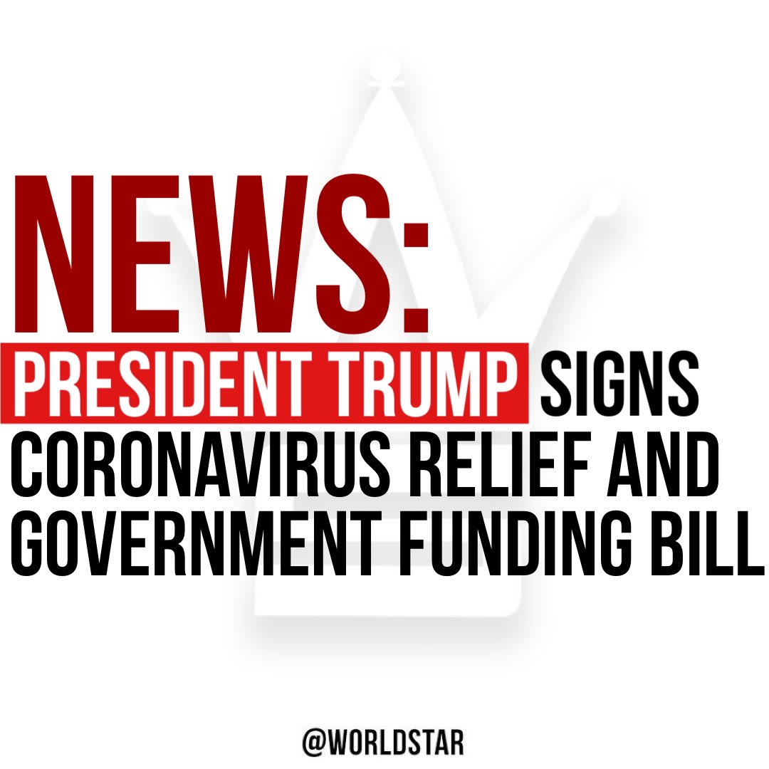 According to @CNN, PresidentTrump has signed the $900 Billion Coronavirus Relief and Government Funding Bill. The bill includes a stimulus package and unemployment benefits. If the bill was not signed, the Government would have faced a potential shutdown Monday at midnight.
