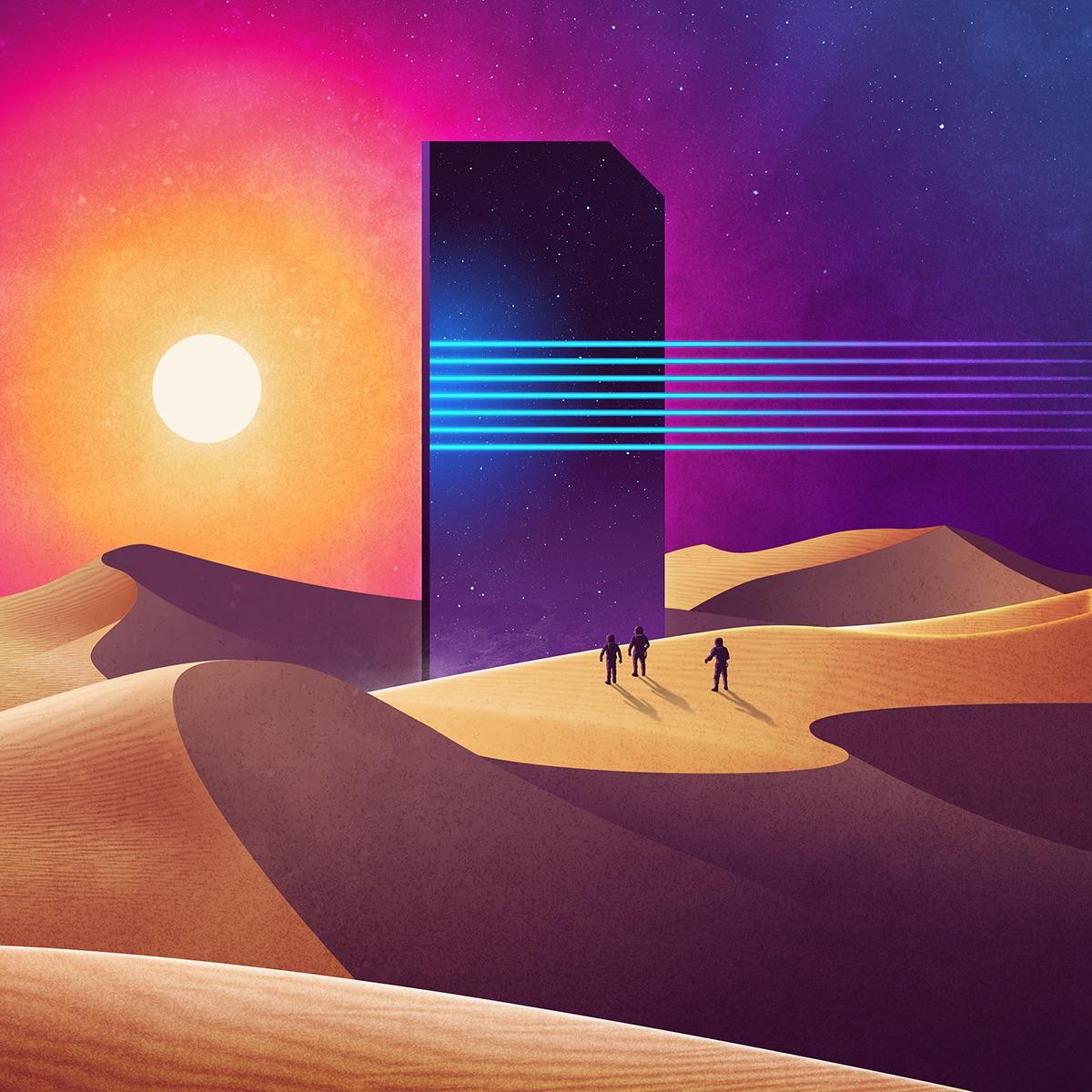 A mixture of science fiction landscapes and abstract monuments, part of James White's "Neowave Series"