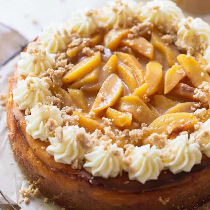 Peach cobbler cheesecake is the dessert combo of your dreams: