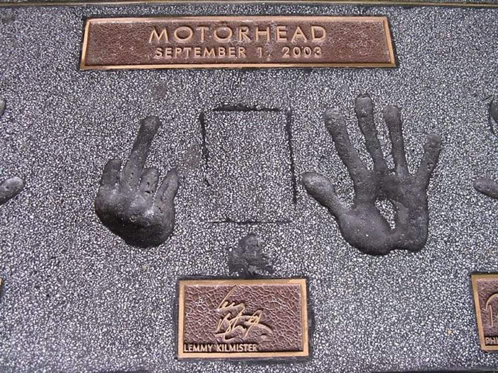 Lemmy Kilmister's handprint on the famous Sunset BLVD, Hollywood. RIP, legend!