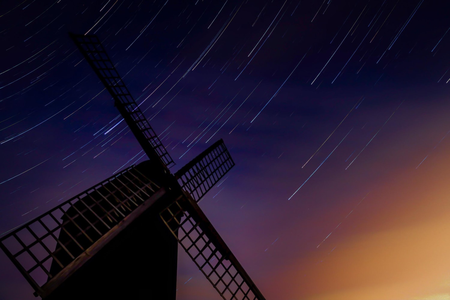 Star trail over Pitstone Windmill, UK