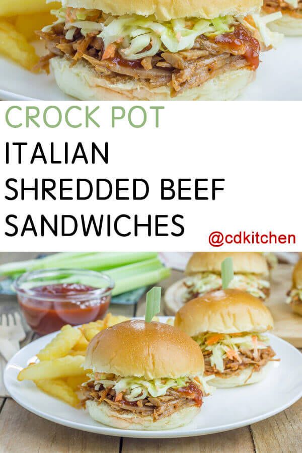 Crock Pot Italian Shredded Beef Sandwiches Recipe | CDKitchen
