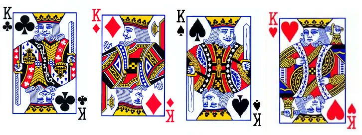 In a standard deck of cards, the King of Hearts is the only king without a mustache