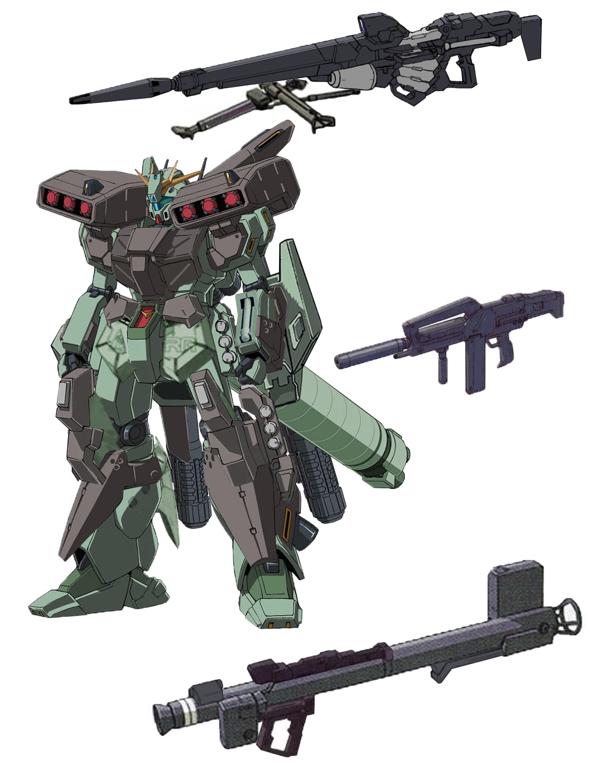 What if the Stark Jegan pilot somehow managed to beat/disable the Kshatriya? This is the Gundam of that alternate universe, the Jaeger Gundam + its weapons