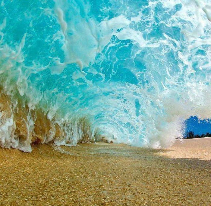 Under a wave